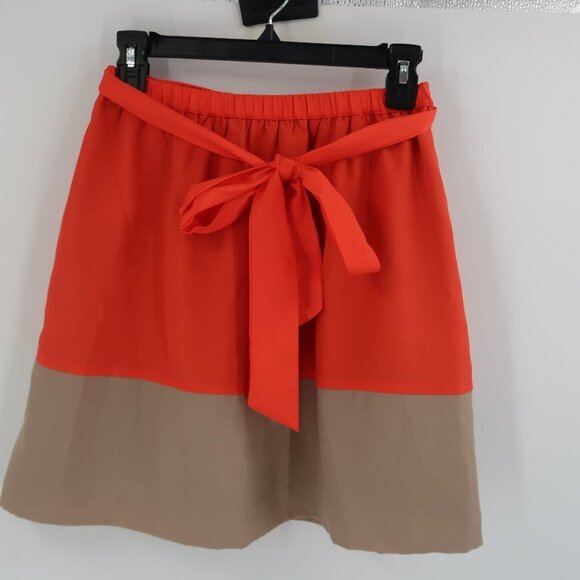 Express Women's Orange Tan Color block Skirt Size Small - Picture 4 of 5